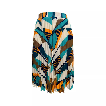 Юбка плисирана дълга - геометричен принт - полиестер със спандекс - есен 2024