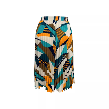 Юбка плисирана дълга - геометричен принт - полиестер със спандекс - есен 2024