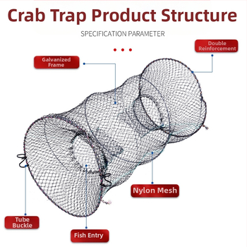 Xinwei Fishing Gear крабова кошница – сгъваща се, кръгла форма, телескопичен пружинен механизъм, мрежа