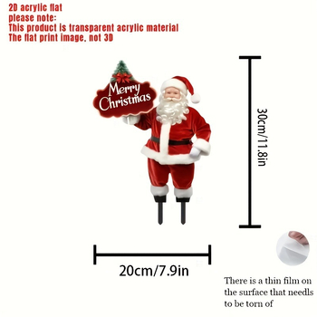 Independent Άγιος Βασίλης 2D ακρυλική απεικόνιση κήπου με λευκή γενειάδα, εξωτερική χριστουγεννιάτικη διακόσμηση κήπου