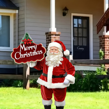 Independent Άγιος Βασίλης 2D ακρυλική απεικόνιση κήπου με λευκή γενειάδα, εξωτερική χριστουγεννιάτικη διακόσμηση κήπου