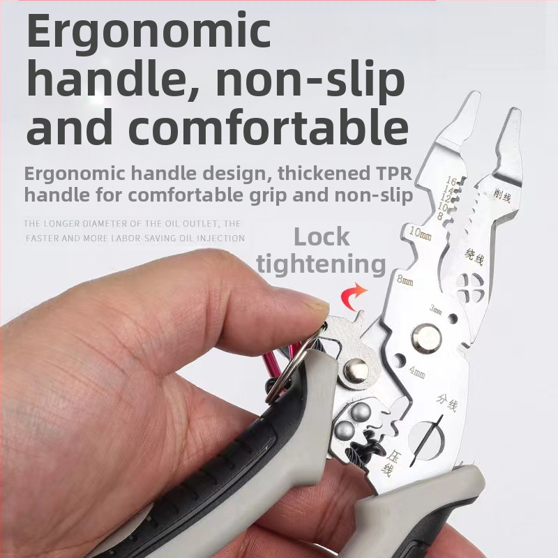 Xiao Xi Viacúčelové ohnuté kliešte na odizolovanie a krimpovanie káblov – odolné