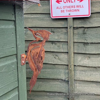 Κρεμαστό κήπου από σίδηρο με woodpecker, ποιμενικό στυλ, συσκευασμένο σε PP σακούλα