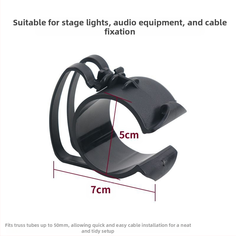 Клип за кабели за сценично осветление и аудио върху тръбни рамки (пластмасова щипка)