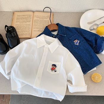 Παιδικό τζιν μπουφάν από βαμβάκι, μακριά μανίκια, στυλ πουλόβερ, μοτίβο με κινούμενα σχέδια, άνοιξη 2025, 85% βαμβάκι