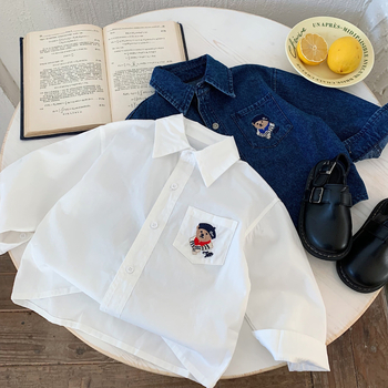 Παιδικό τζιν μπουφάν από βαμβάκι, μακριά μανίκια, στυλ πουλόβερ, μοτίβο με κινούμενα σχέδια, άνοιξη 2025, 85% βαμβάκι