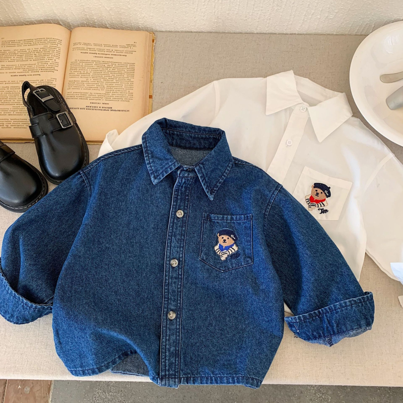 Παιδικό τζιν μπουφάν από βαμβάκι, μακριά μανίκια, στυλ πουλόβερ, μοτίβο με κινούμενα σχέδια, άνοιξη 2025, 85% βαμβάκι