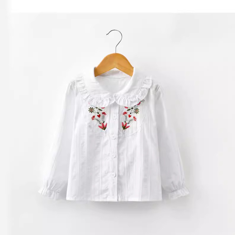 Pamut hosszú ujjú ing lányoknak, laza stílus, tavasz-ősz