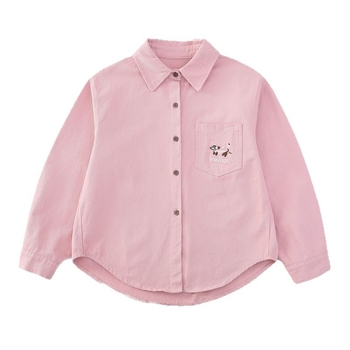 Lányok tavaszi felső 2025, sportos stílus, pamut 80% anyag, hosszú ujjú, kutyus hímzés