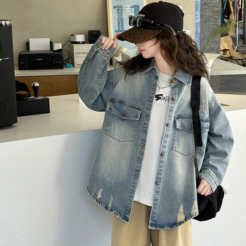 Σετ από δύο μέρη: πουκάμισο τζιν για κορίτσια και φούστα, κορεατικό στυλ, μακριά μανίκια, 88% βαμβάκι, άνοιξη-φθινόπωρο