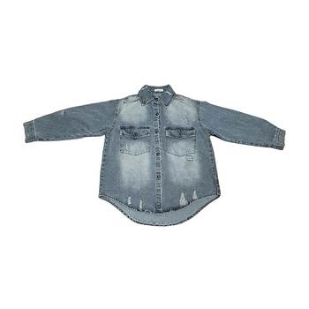 Σετ από δύο μέρη: πουκάμισο τζιν για κορίτσια και φούστα, κορεατικό στυλ, μακριά μανίκια, 88% βαμβάκι, άνοιξη-φθινόπωρο