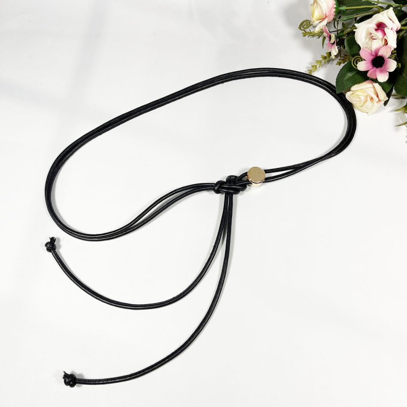 Γυναικεία λεπτή ζώνη από PU δέρμα, πλεκτό σχοινί, ρυθμιζόμενη στη μέση, κατάλληλη για φορέματα και μπλούζες