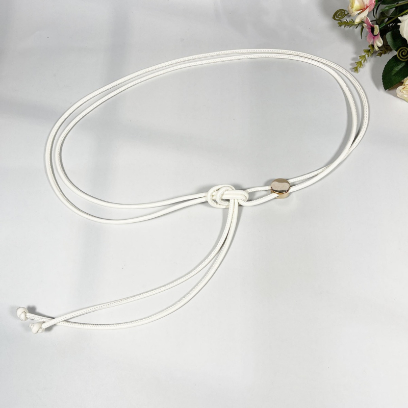 Γυναικεία λεπτή ζώνη από PU δέρμα, πλεκτό σχοινί, ρυθμιζόμενη στη μέση, κατάλληλη για φορέματα και μπλούζες