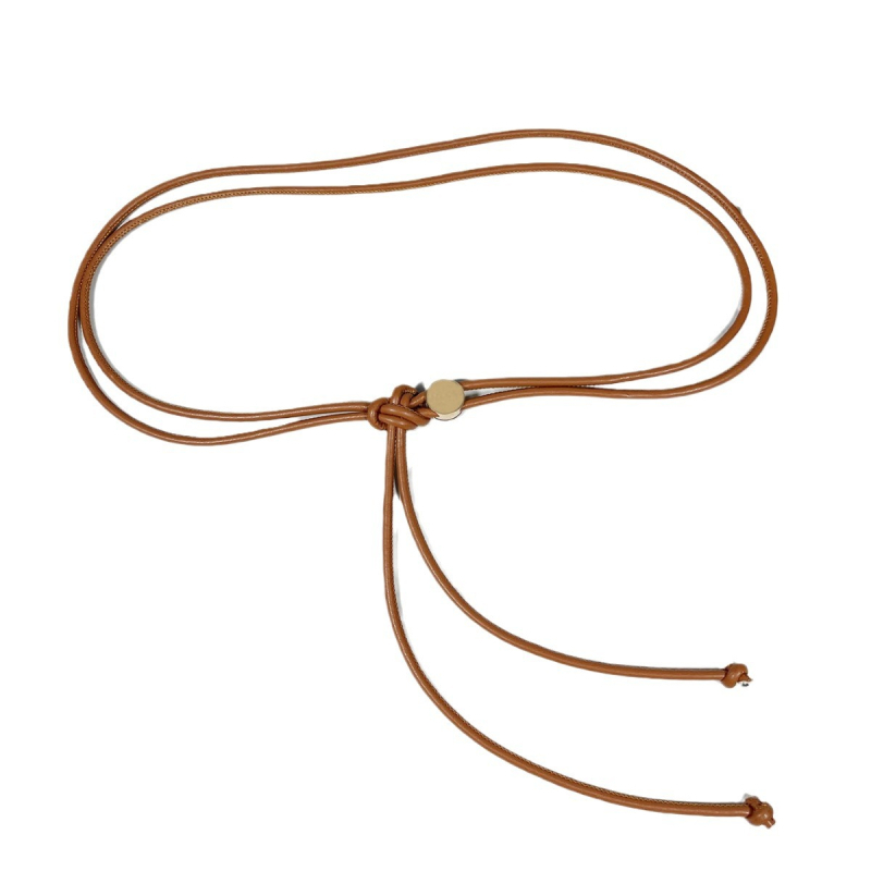 Γυναικεία λεπτή ζώνη από PU δέρμα, πλεκτό σχοινί, ρυθμιζόμενη στη μέση, κατάλληλη για φορέματα και μπλούζες