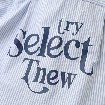 Παιδικό ριγέ βαμβακερό πουκάμισο, τετράγωνος γιακάς, μακριά μανίκια, casual στυλ, άνοιξη-φθινόπωρο, για παιδιά άνω των 8 ετών