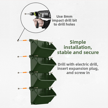 Sieninis gėlių vazonas iš perdirbtos plastikos; kvėpuojantis, atsparus korozijai ir tvirtas; gamintas injekciniu formavimu