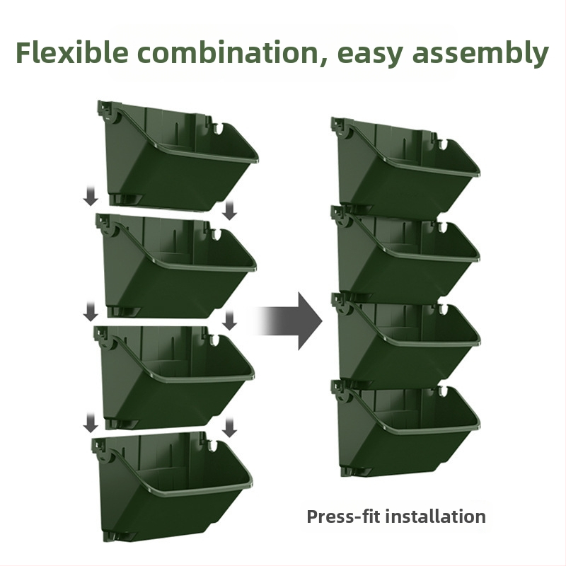 Саксия за цветя, монтирана на стена; от рециклирана пластмаса; дишаща, устойчива на корозия и издръжлива; инжекционно формована
