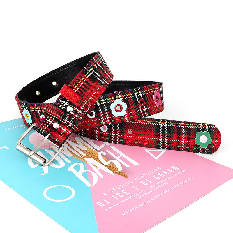 Curea de damă din piele PU, cataramă din aliaj, închidere cu știft, lățime 2-4 cm, decor în carouri, accesoriu de modă versatil