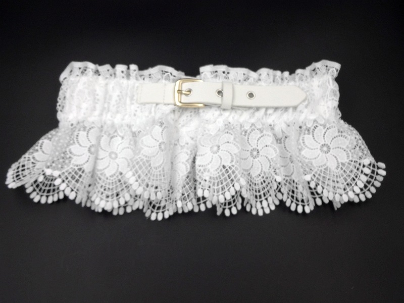 Дамски дантелен колан с рюш за талия – еластичен и декоративен за рокля тип риза, ширина 17 см