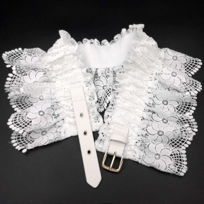 Дамски дантелен колан с рюш за талия – еластичен и декоративен за рокля тип риза, ширина 17 см