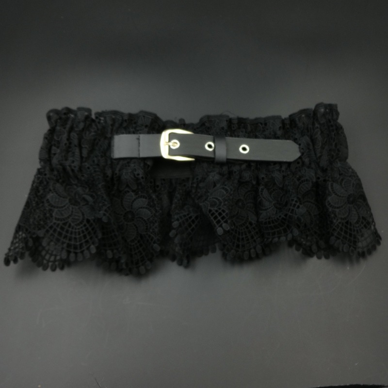 Дамски дантелен колан с рюш за талия – еластичен и декоративен за рокля тип риза, ширина 17 см