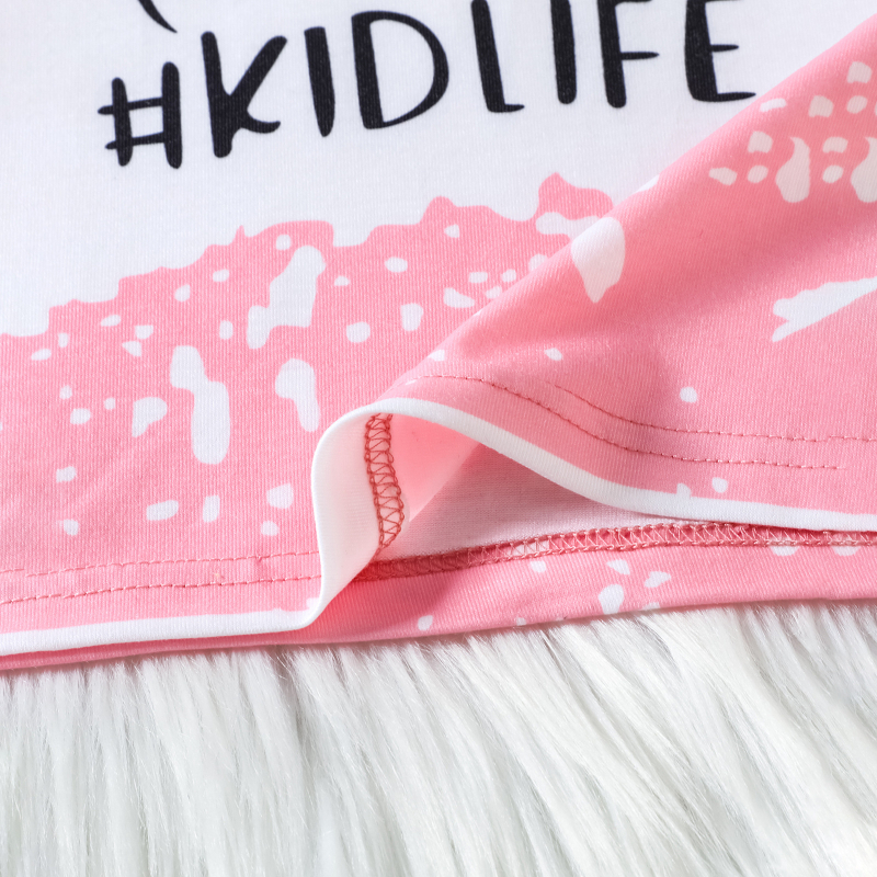 Детска лятна памучна тениска за момичета с принт на американски флаг и букви, летящи ръкави, 90% памук, за възраст 3–8 г