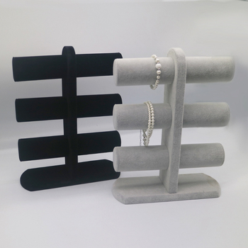 Τριόροφος πάγκος προβολής κοσμημάτων από φλάνελ – για βραχιόλια, ρολόγια και κολιέ, υψηλής ποιότητας