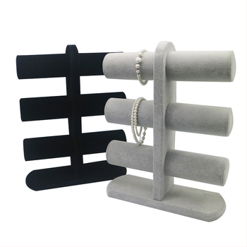 Τριόροφος πάγκος προβολής κοσμημάτων από φλάνελ – για βραχιόλια, ρολόγια και κολιέ, υψηλής ποιότητας