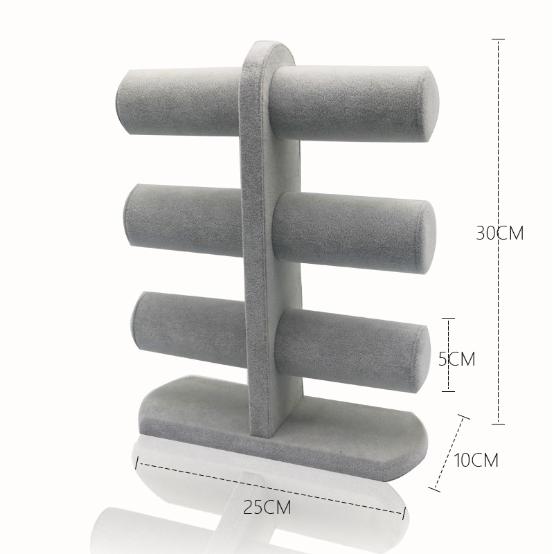 Τριόροφος πάγκος προβολής κοσμημάτων από φλάνελ – για βραχιόλια, ρολόγια και κολιέ, υψηλής ποιότητας