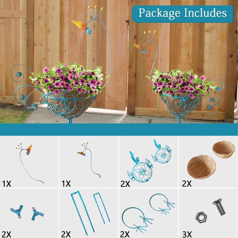 Желязна подова стойка за цветя, европейски стил паун, външна декоративна поставка за саксии