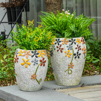 Akmens gėlių vazonas kieme lauke – dažytas, aukštos tvirtumo magnio oksidas, Flower xiaoer