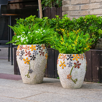 Akmens gėlių vazonas kieme lauke – dažytas, aukštos tvirtumo magnio oksidas, Flower xiaoer