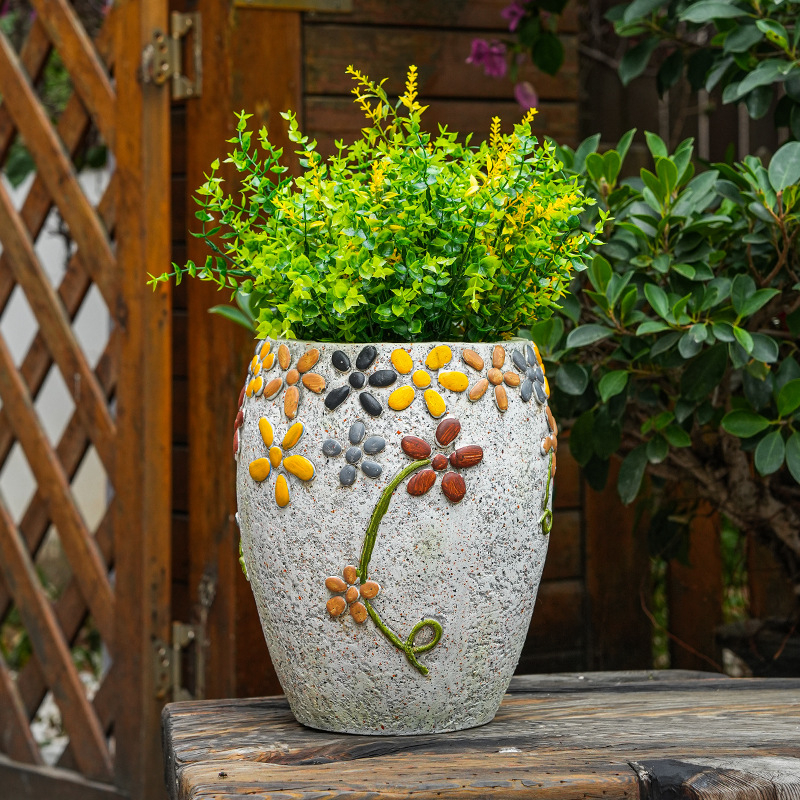 Akmens gėlių vazonas kieme lauke – dažytas, aukštos tvirtumo magnio oksidas, Flower xiaoer