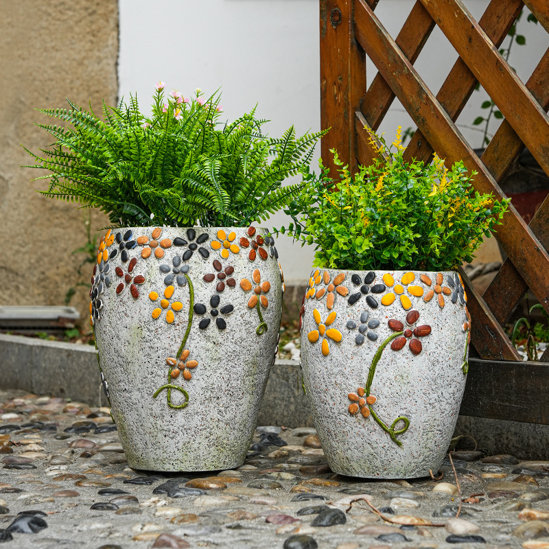Akmens gėlių vazonas kieme lauke – dažytas, aukštos tvirtumo magnio oksidas, Flower xiaoer