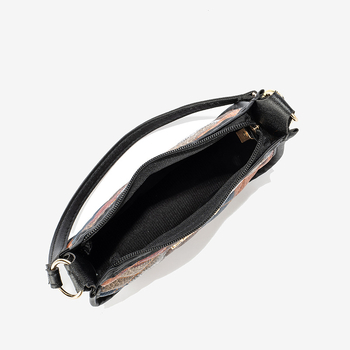 Underarm PU táska kockás dizájnnal, cipzáras záródás, dumpling alakú, belső zsebek telefonhoz és ID-hez