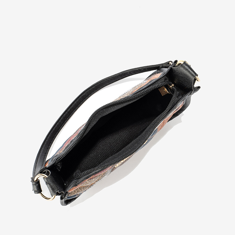 Underarm PU táska kockás dizájnnal, cipzáras záródás, dumpling alakú, belső zsebek telefonhoz és ID-hez