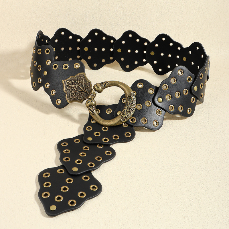 Női öv PU bőrből; Csatt anyaga: PU imitáció; Csatt mód: snap gomb; Stílus: sokoldalú, minimalist, chic, barokk inspiráció