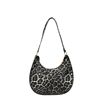 Leopárd mintás dumpling-stílusú PU válltáska cipzárral és poliészter béléssel