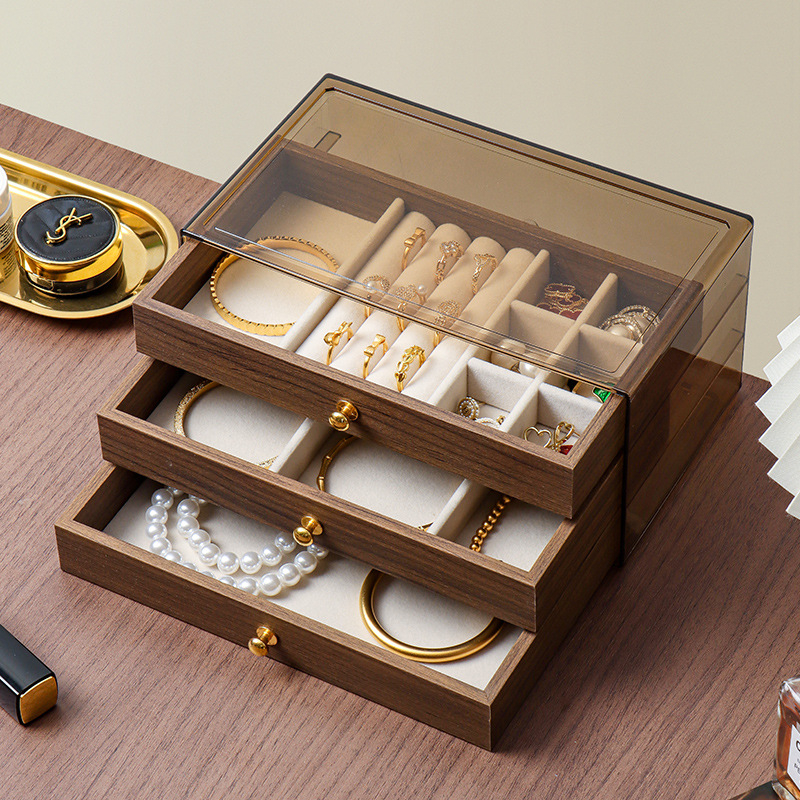 Κουτί κοσμημάτων για γραφείο, σε στυλ Νέου κινεζικού, πλαστικό, ριγέ μοτίβο, σκληρή κατασκευή