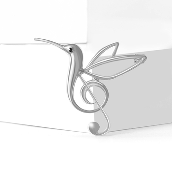 Καρφίτσα από κράμα με σμάλτο, σε σχέδιο κολλίβριας με μουσική νότα, διαμάντι-σετ