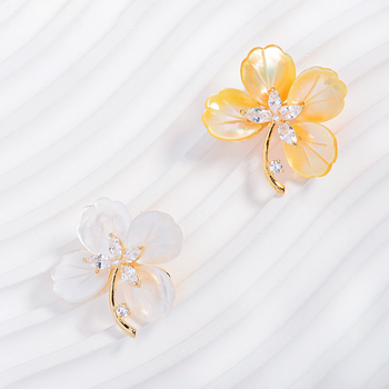 Καρφίτσα από χαλκό με ζιρκόνια, σχήμα κυρίας-λουλουδιού, ηλεκτροπλακίωση, κομψό διακοσμητικό αξεσουάρ