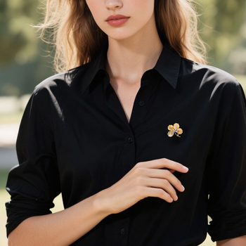 Καρφίτσα από χαλκό με ζιρκόνια, σχήμα κυρίας-λουλουδιού, ηλεκτροπλακίωση, κομψό διακοσμητικό αξεσουάρ