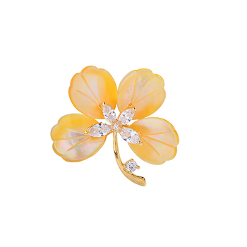 Καρφίτσα από χαλκό με ζιρκόνια, σχήμα κυρίας-λουλουδιού, ηλεκτροπλακίωση, κομψό διακοσμητικό αξεσουάρ
