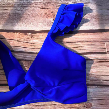 Pillangóujjas bikini felső, egyszínű, V-nyakú, hát nélküli