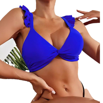 Pillangóujjas bikini felső, egyszínű, V-nyakú, hát nélküli