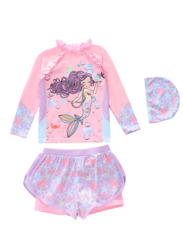 Детски едночаст бански за момичета - 84% полиестер, подплата 95% полиестер, възраст 1-12 г.