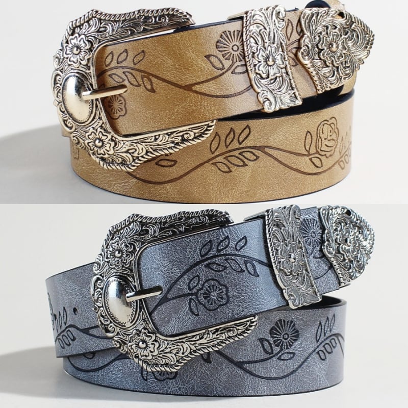 Josta ar pīn sprādzi, mākslīgā āda, sakausējuma sprādze, retro reljefs drukāts raksts, universāls