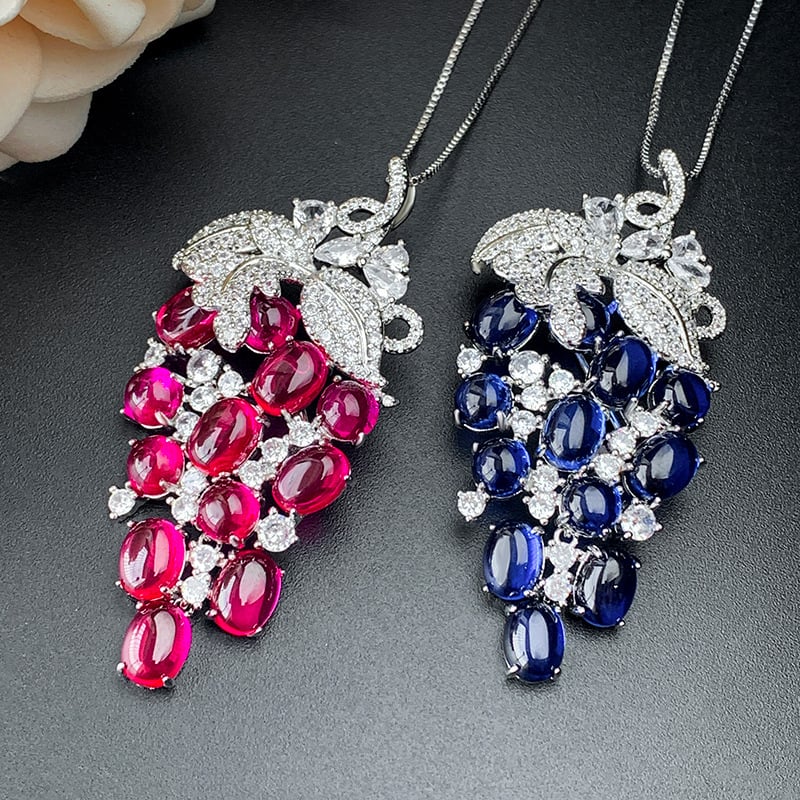 Rézbox láncú nyaklánc, medál kevert kövekkel, dupla használatú bross, 13,9 g, tél 2024 kiadás