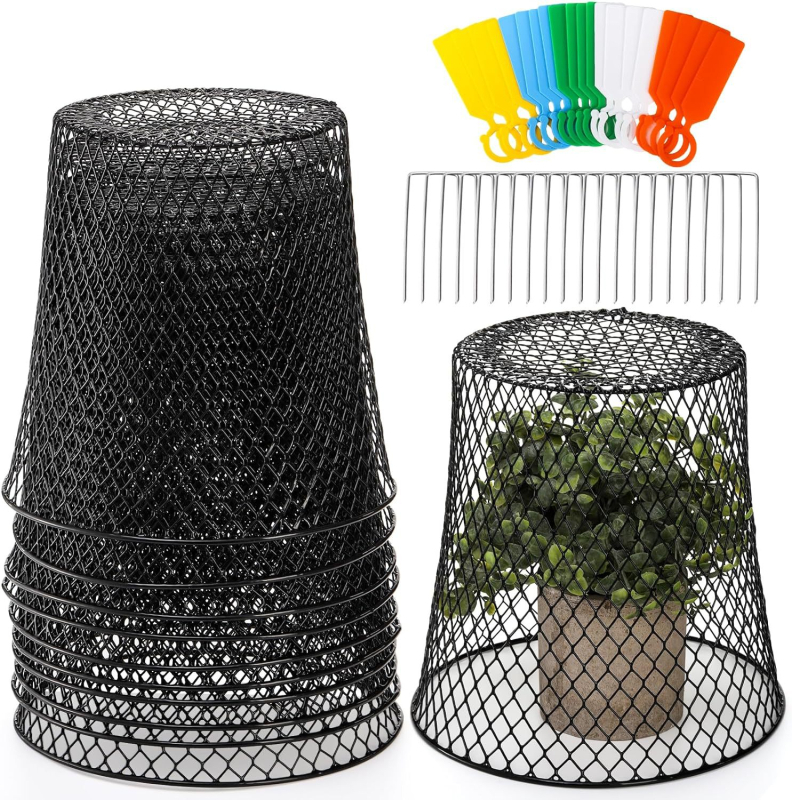 Vasból készült növényvédő védőháló cserépben ültetett növényekhez — védő ketrec kertészeti felhasználásra, Mino márka
