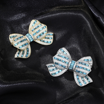 Korėjiečių stiliaus cirkoninė kaspinė brošė, varis, įmontuoti diamantų, ametisto kristalas, Princesių serija